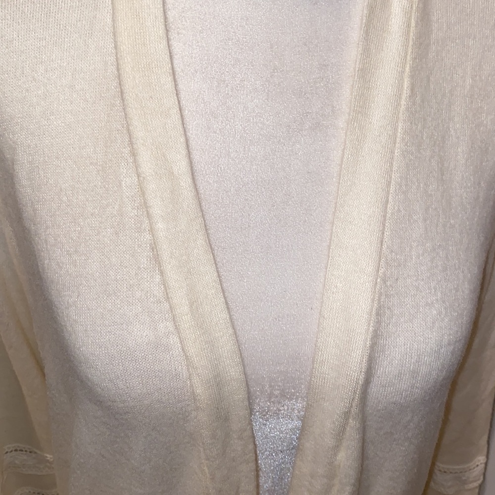 NWT BOBEAU Lace Marled Open Cardigan In Whisper White - Picture 3 of 8